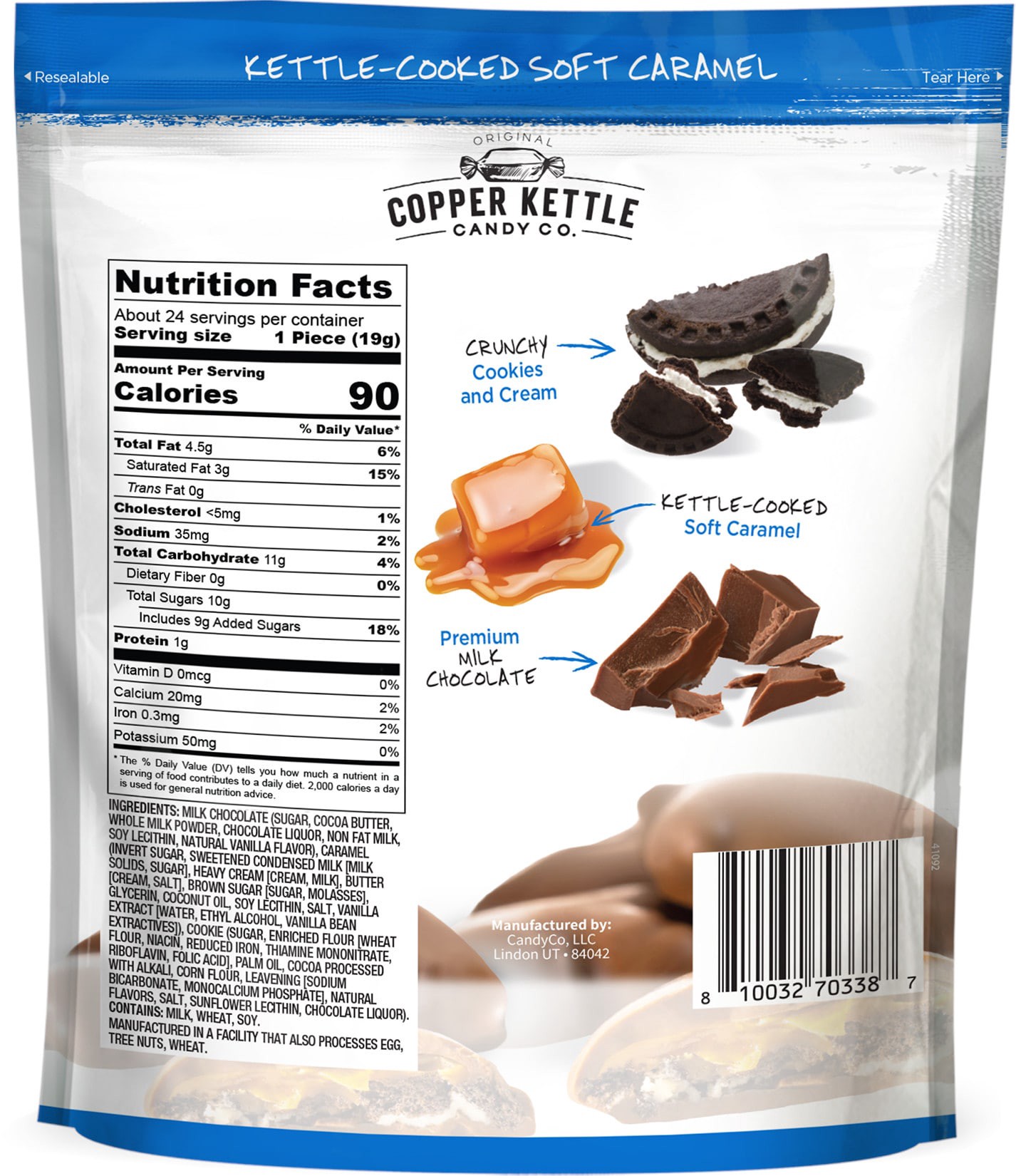 slide 2 of 3, COPPER KETTLE CANDY CO Milk Chocolate Cookie Caramel Confections-Soft, 1 ct