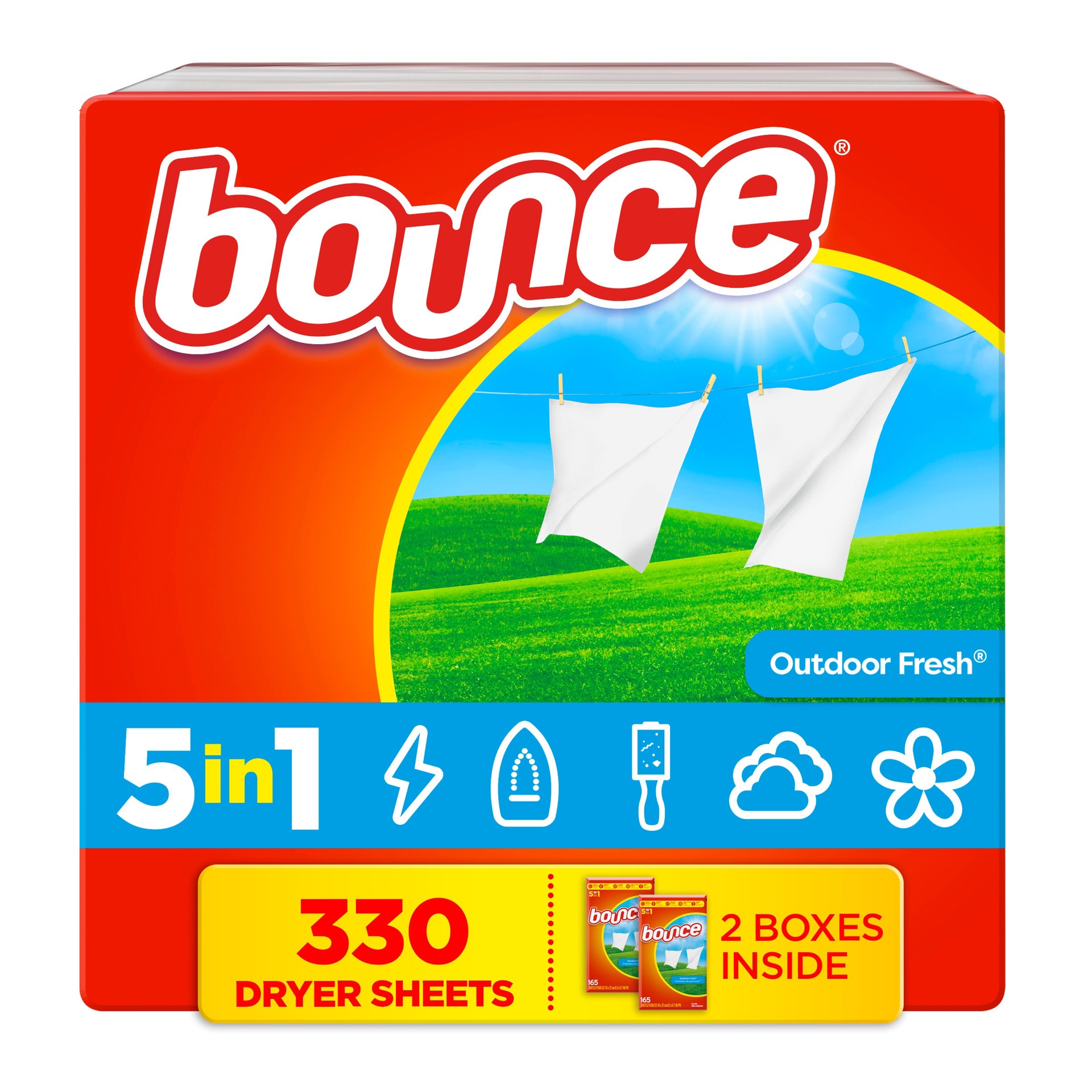 slide 1 of 6, Bounce Outdoor Fresh Fabric Softener Dryer sheets 330 Loads 330 -Count, 1 ct
