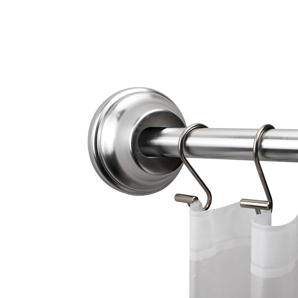 slide 3 of 6, allen + roth 44-in to 72-in Brushed Nickel Fixed or tension Single curve Adjustable Shower Curtain Rod, 1 ct