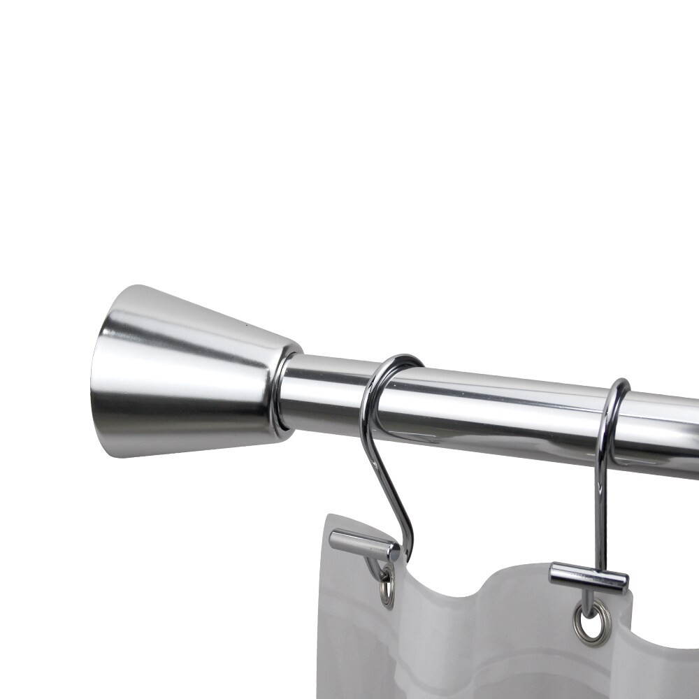 slide 3 of 6, allen + roth 42-in to 72-in Chrome Tension Single straight Adjustable Shower Curtain Rod, 1 ct