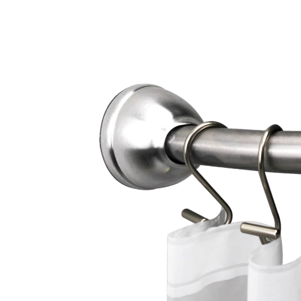 slide 3 of 6, allen + roth 44-in to 72-in Brushed Nickel Fixed Single curve Adjustable Shower Curtain Rod, 1 ct