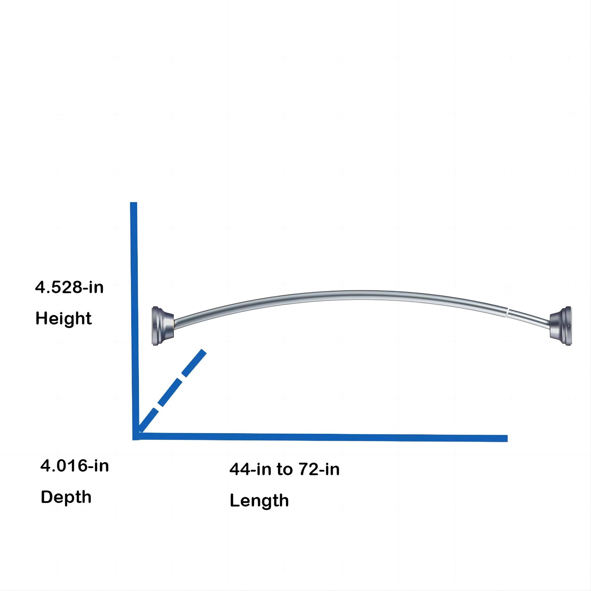 slide 5 of 6, allen + roth SHLSNC01 44-in to 72-in Chrome Fixed or tension Single curve Adjustable Shower Curtain Rod, 1 ct