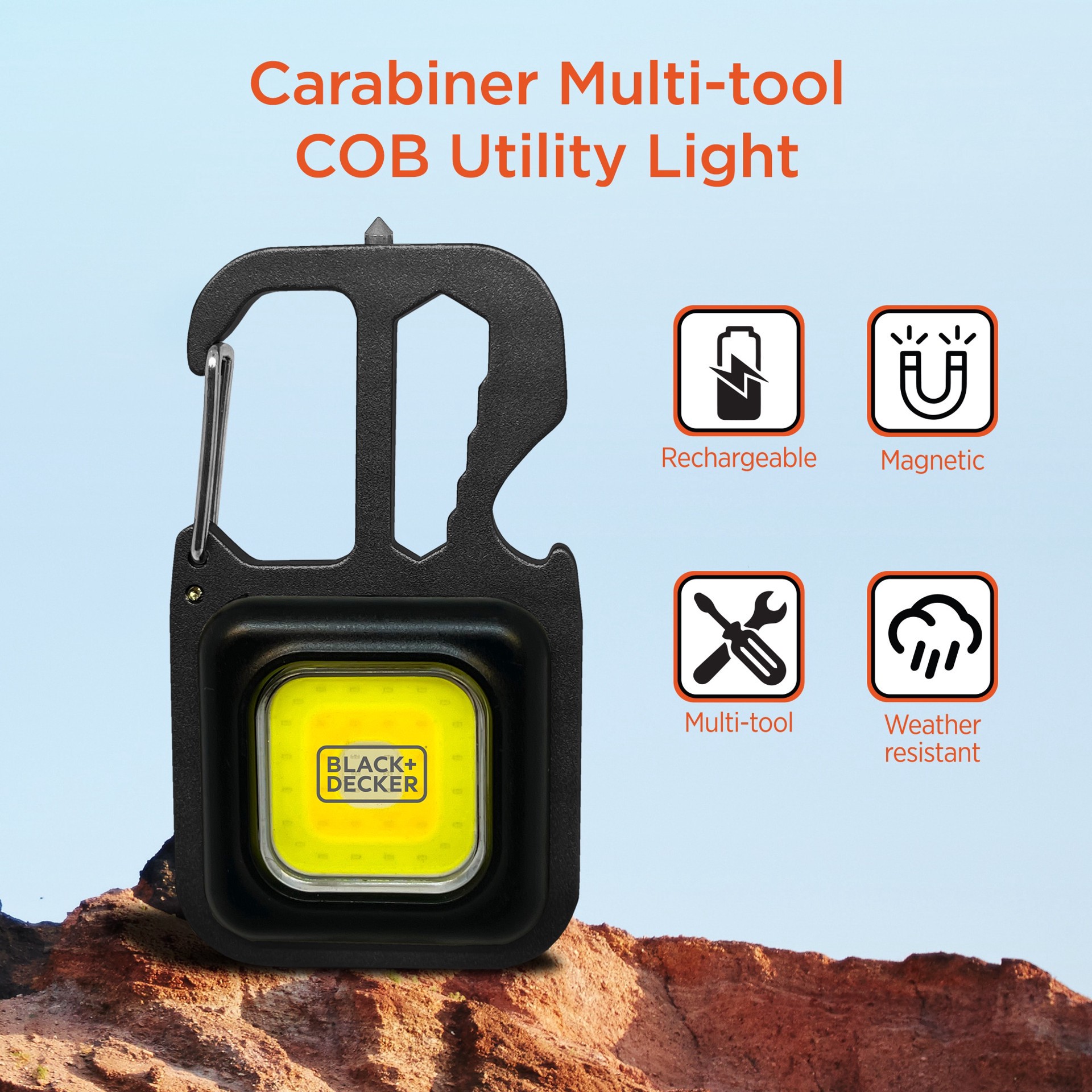 slide 2 of 6, BLACK & DECKER 3.75-in Square Auto-lock Carabiner, 1 ct