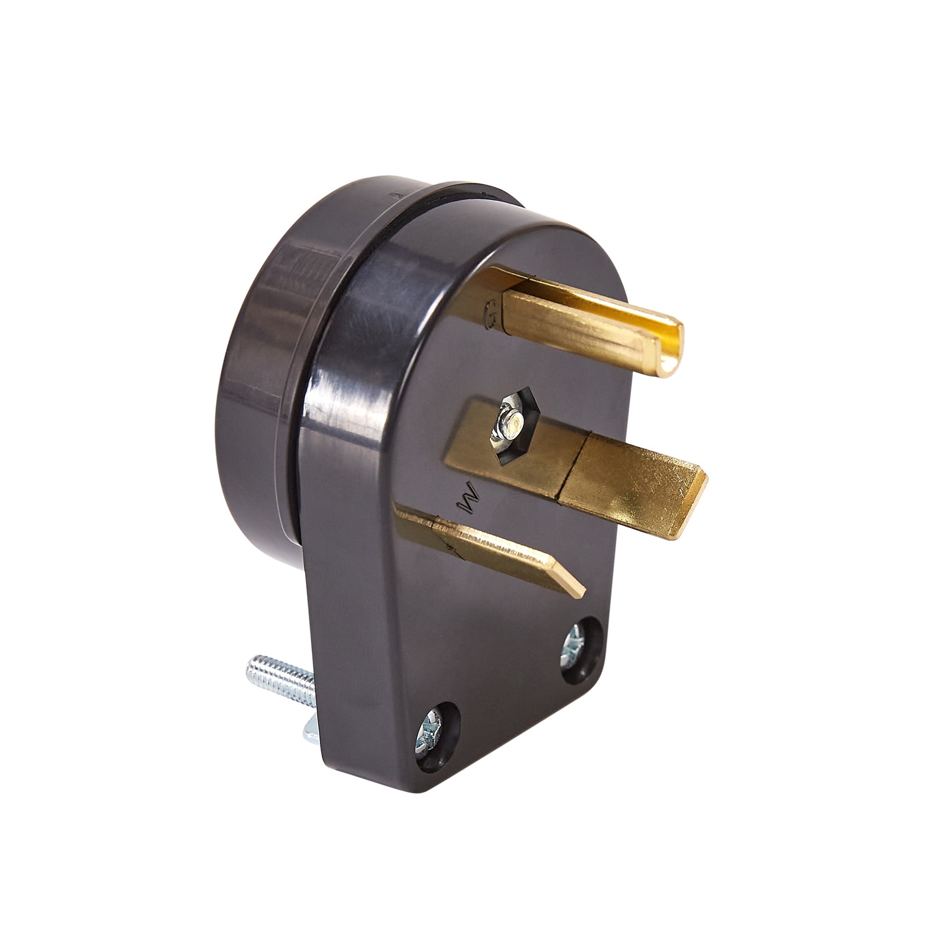 slide 2 of 3, Utilitech 30-Amp 125-Volt NEMA Tt-30p 3-wire Grounding Heavy-duty Straight Plug, Black, 1 ct