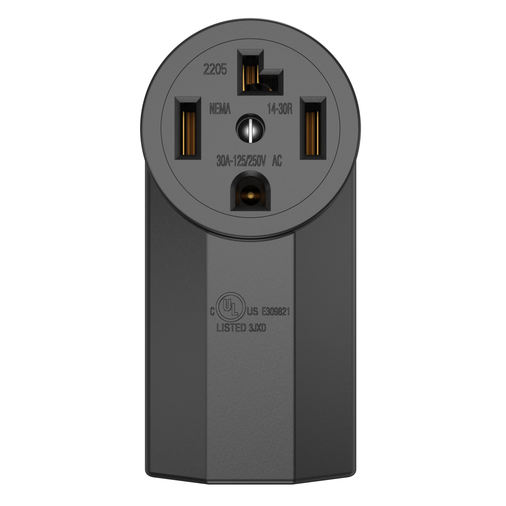 slide 1 of 2, Utilitech 30 -Amp 125/250-volt Industrial Round Range power outlet , Black, 1 ct