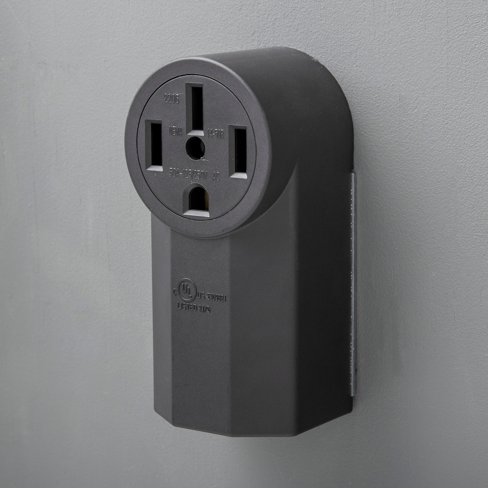 slide 2 of 2, Utilitech 50 -Amp 125/250-volt Industrial Round Range power outlet , Black, 1 ct