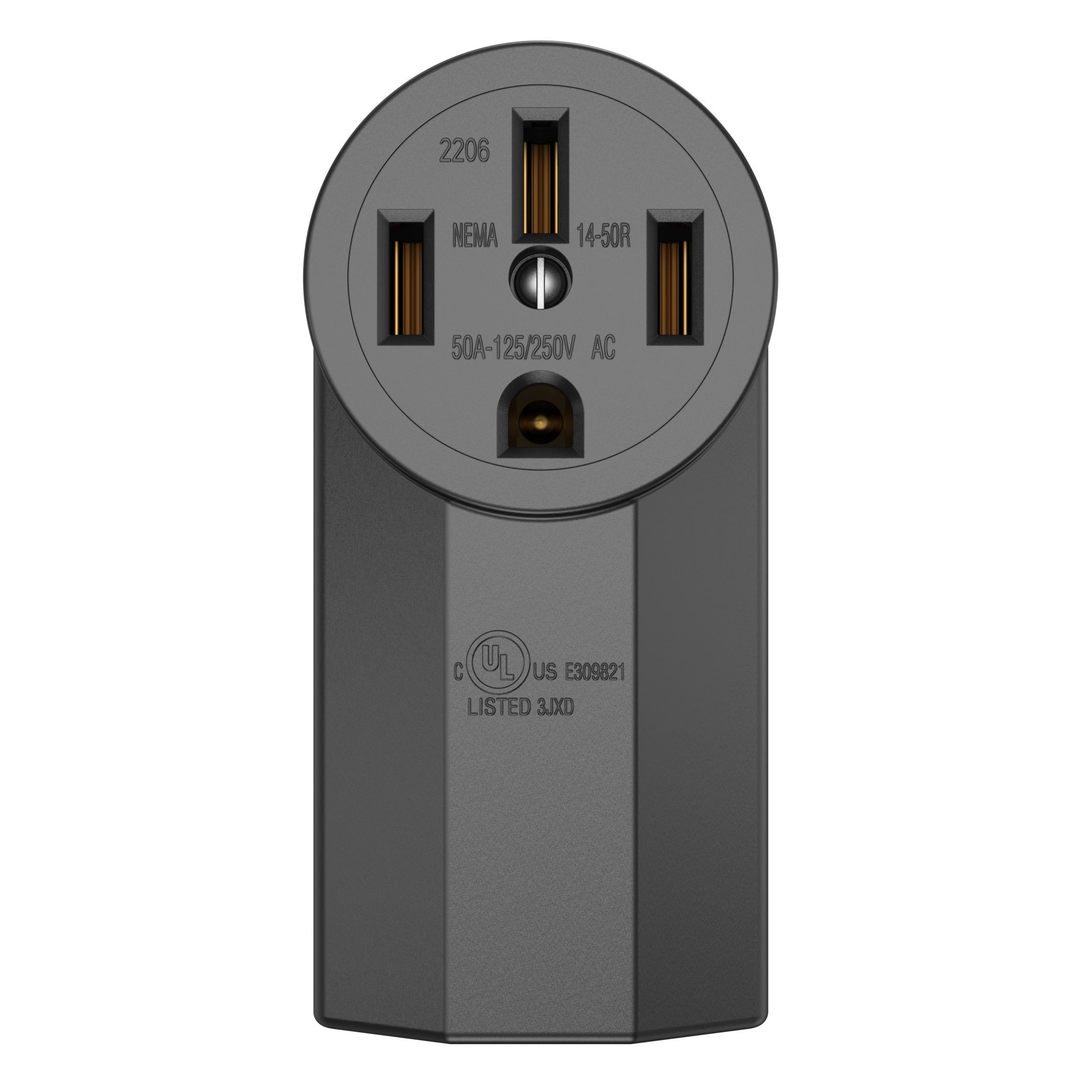 slide 1 of 2, Utilitech 50 -Amp 125/250-volt Industrial Round Range power outlet , Black, 1 ct