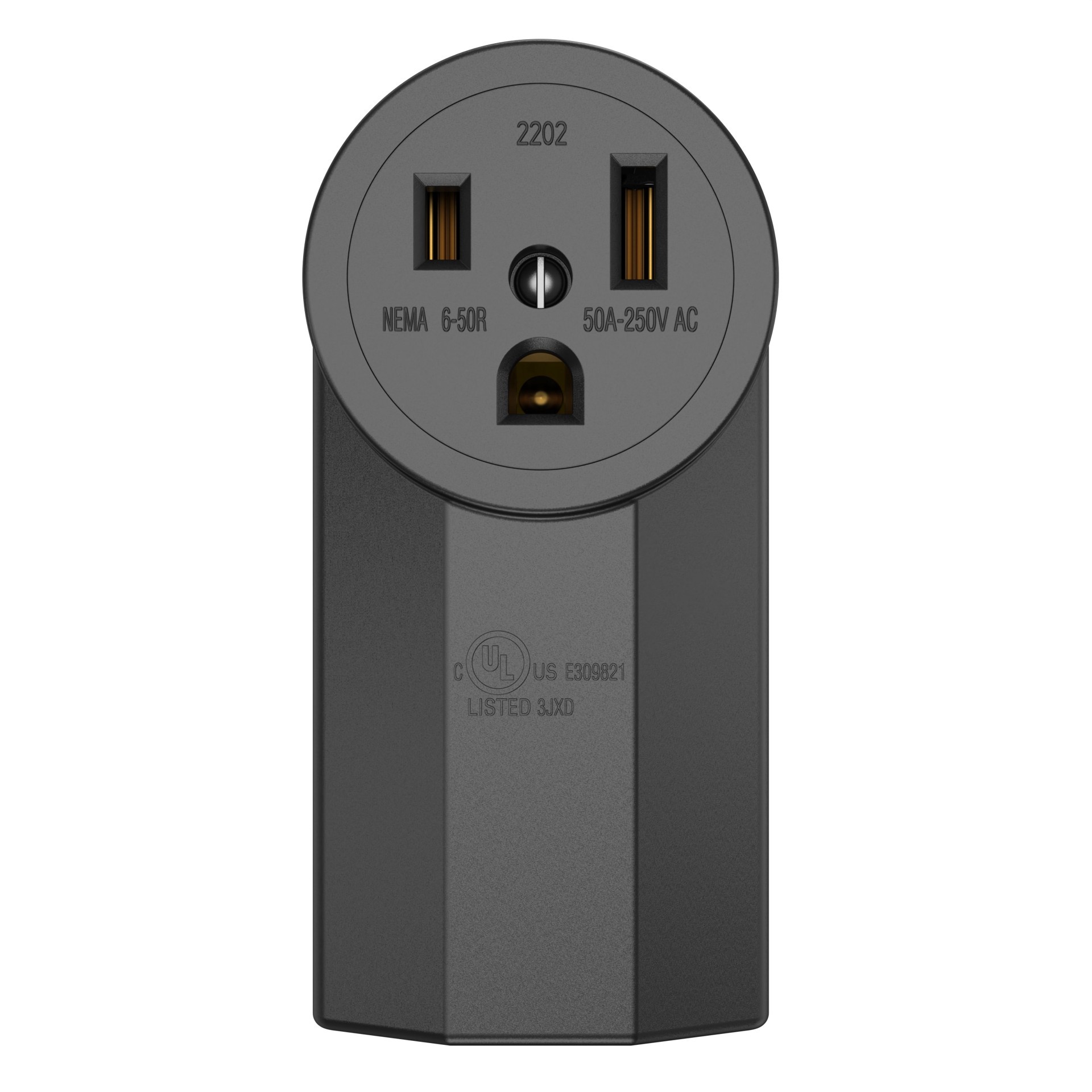 slide 1 of 1, Utilitech 50 -Amp 250-volt Industrial Round Range power outlet , Black, 1 ct