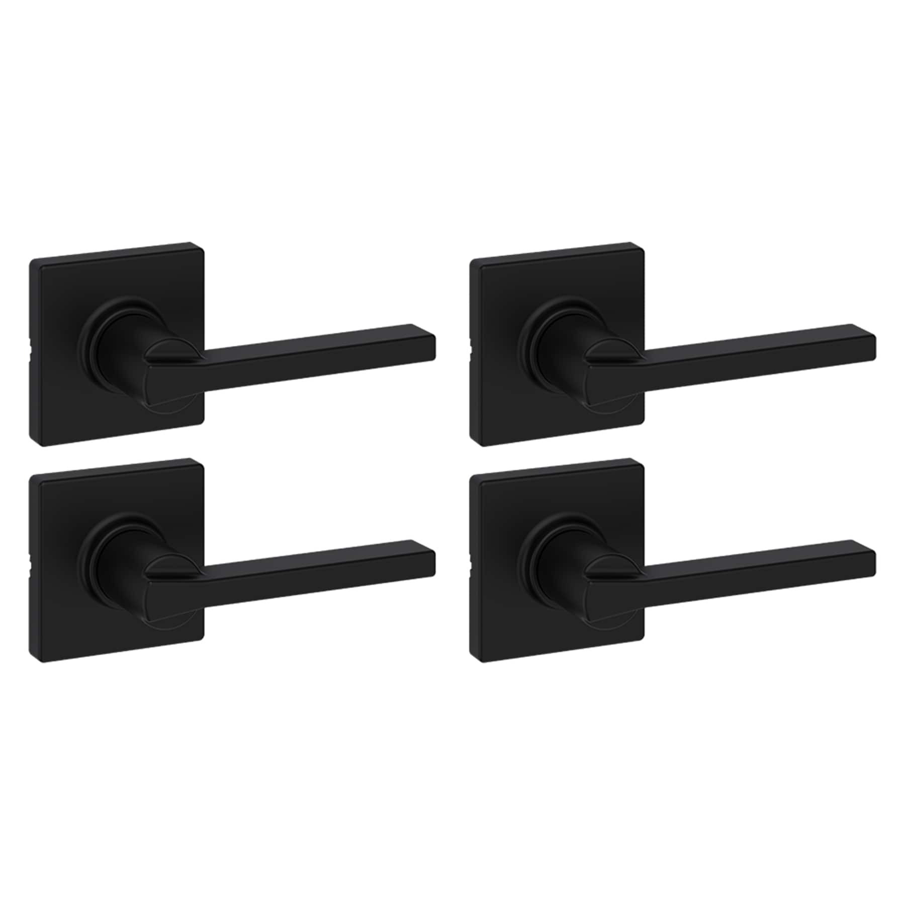 slide 1 of 6, Kwikset Casey Matte Black Interior Hall/Closet Passage Door Handle 4 -Pack, 1 ct
