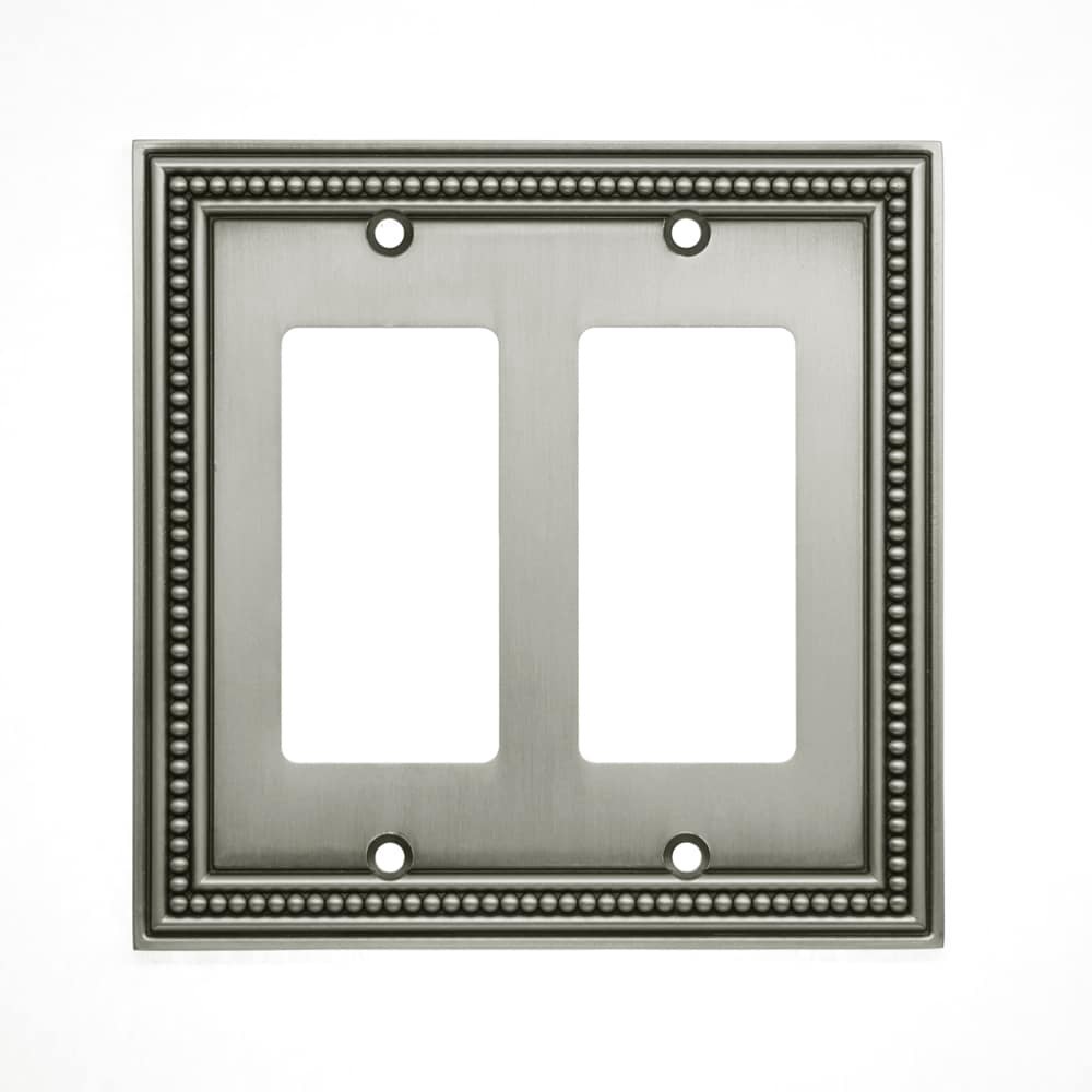 slide 1 of 1, allen + roth Beaded 2 -Gang Brushed Satin Pewter Zinc Indoor Decorator Wall Plate, 1 ct