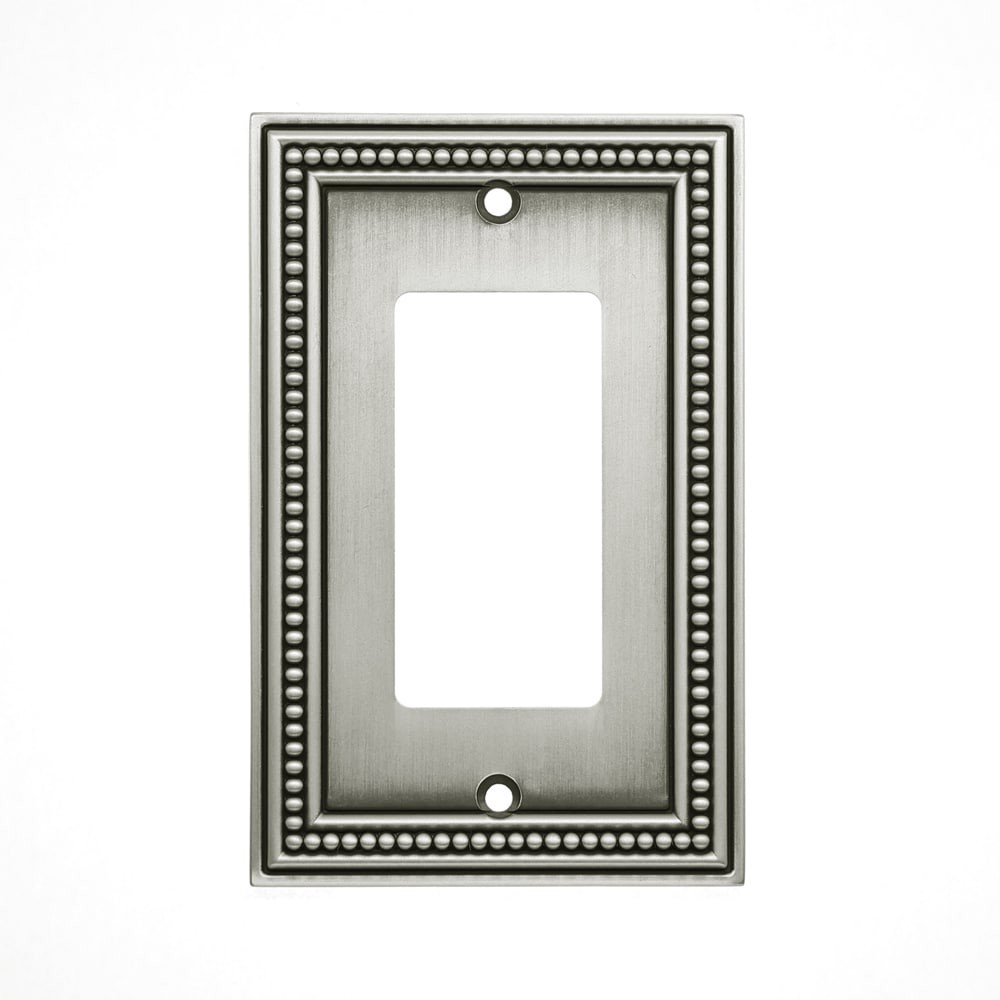 slide 1 of 1, allen + roth Beaded 1 -Gang Brushed satin pewter Zinc Indoor Decorator Wall Plate, 1 ct