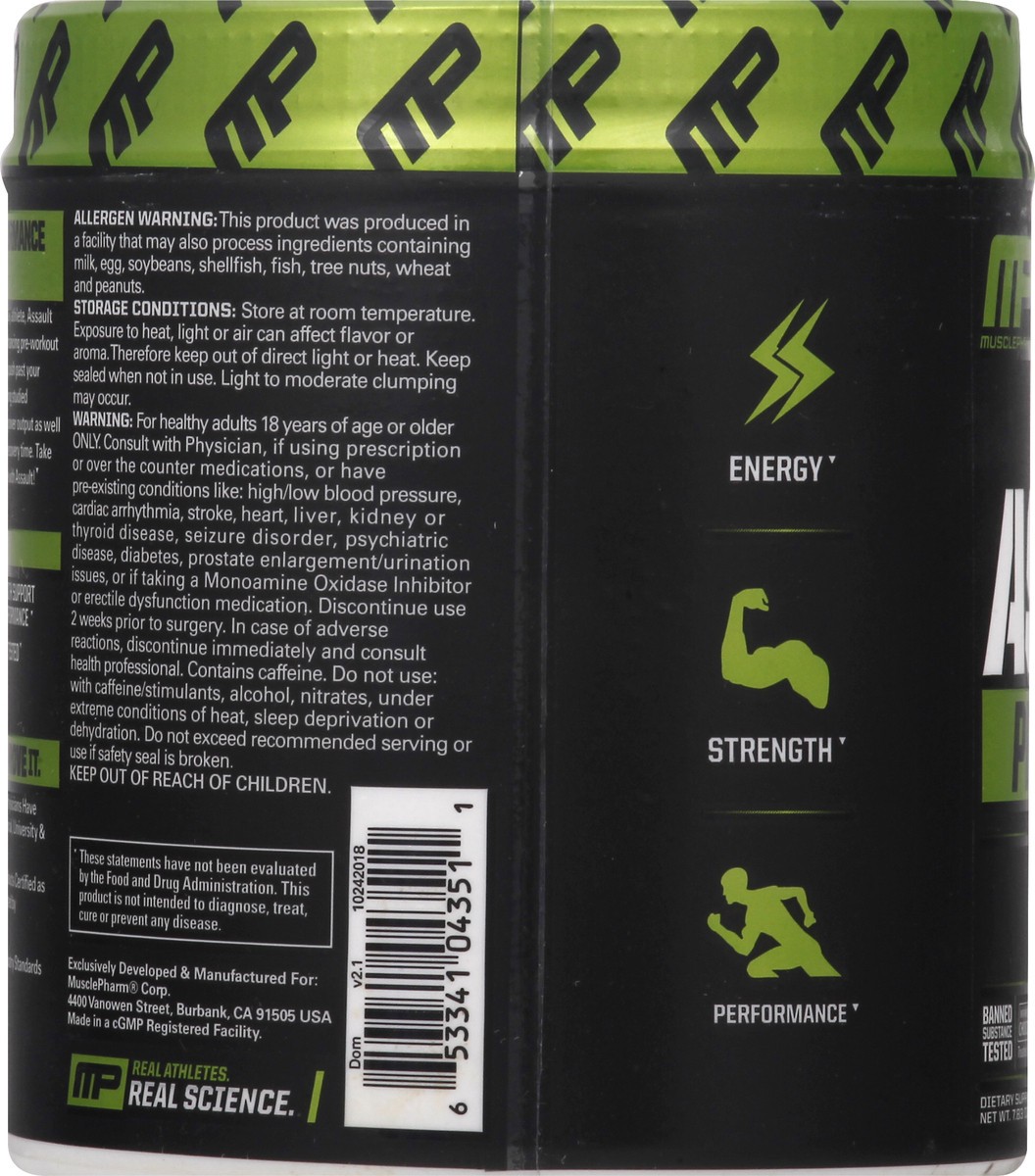 slide 5 of 7, Musclepharm Assault Sport Series Blue Raspberry Pre-Workout Dietary Supplement, 7.83 oz