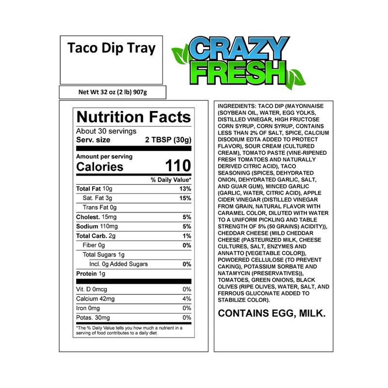 slide 6 of 7, Crazy Fresh Taco Dip Tray - 2lb, 2 lb