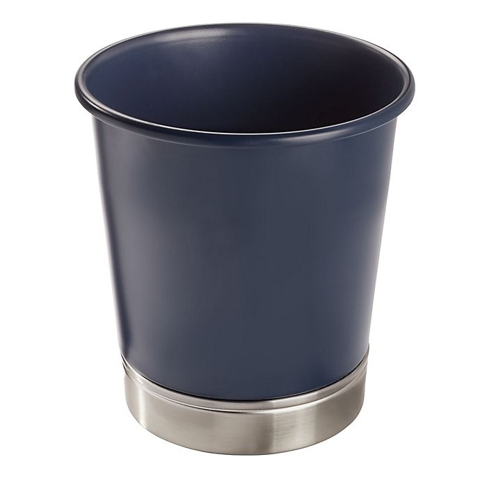 slide 1 of 3, iDesign(TM) InterDesign York Waste Can - Navy/Brushed Nickel, 1 ct