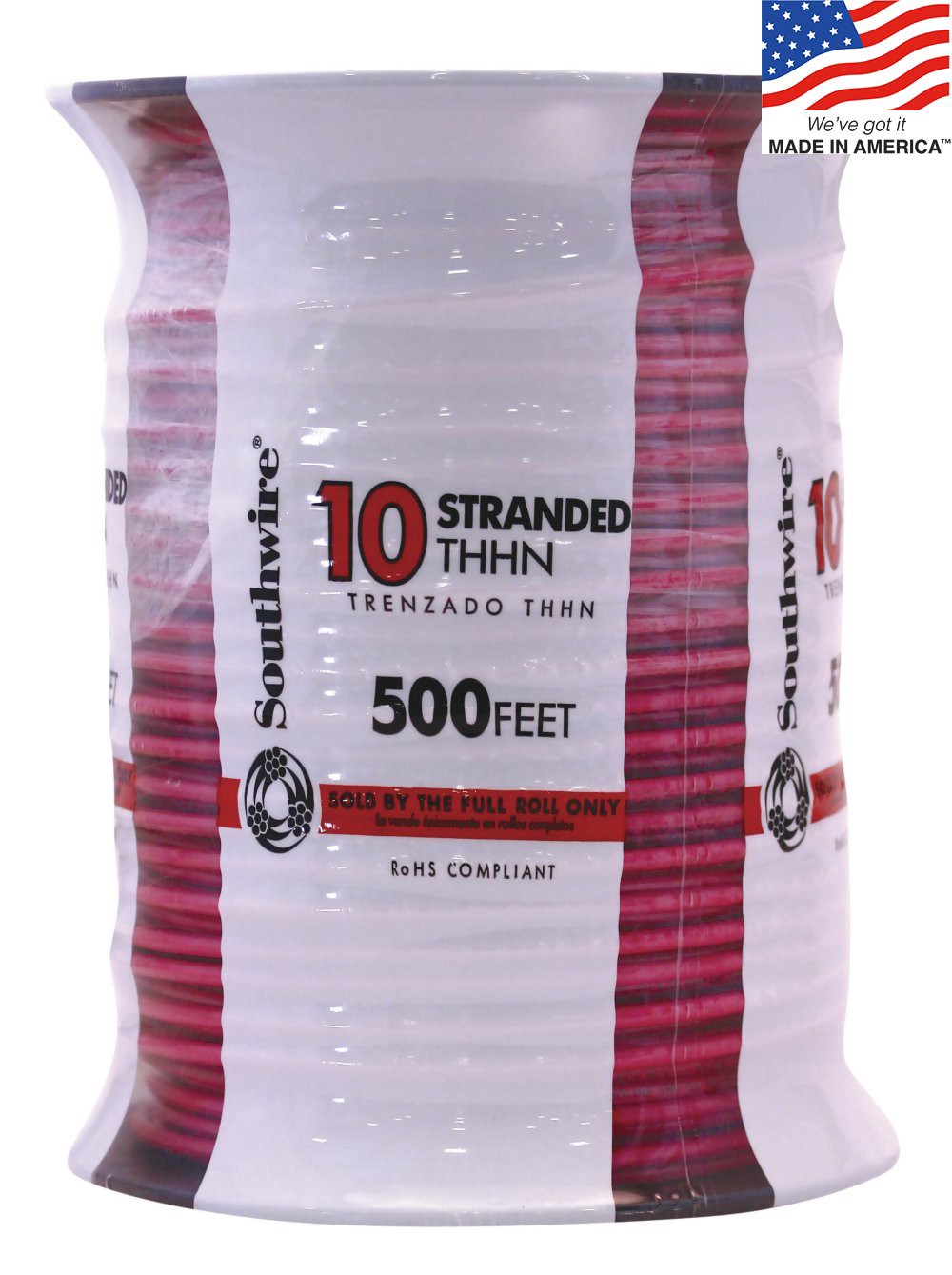 slide 1 of 4, Southwire 500-ft 10 -AWG Red Stranded Copper THHN wire ( By-the-roll ), 1 ct