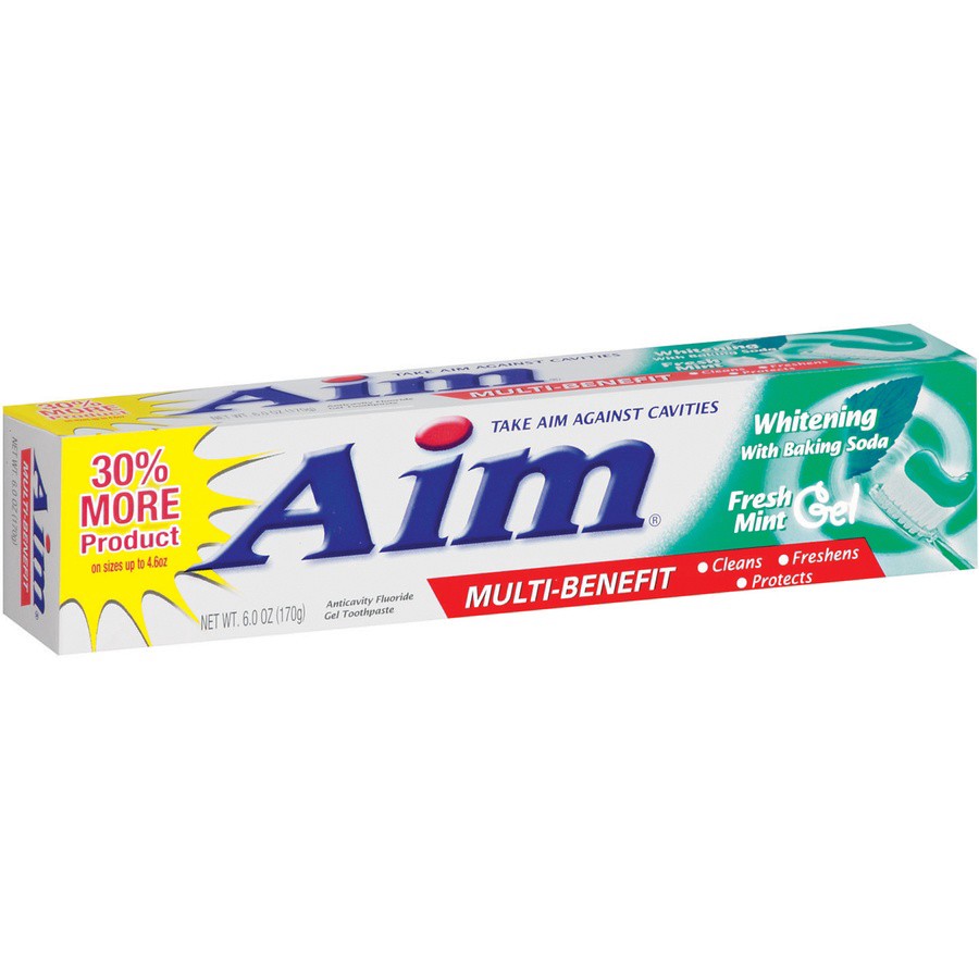 slide 3 of 3, Aim Toothpaste, Anticavity Fluoride, Whitening with Baking Soda, Fresh Mint Gel, 6 oz