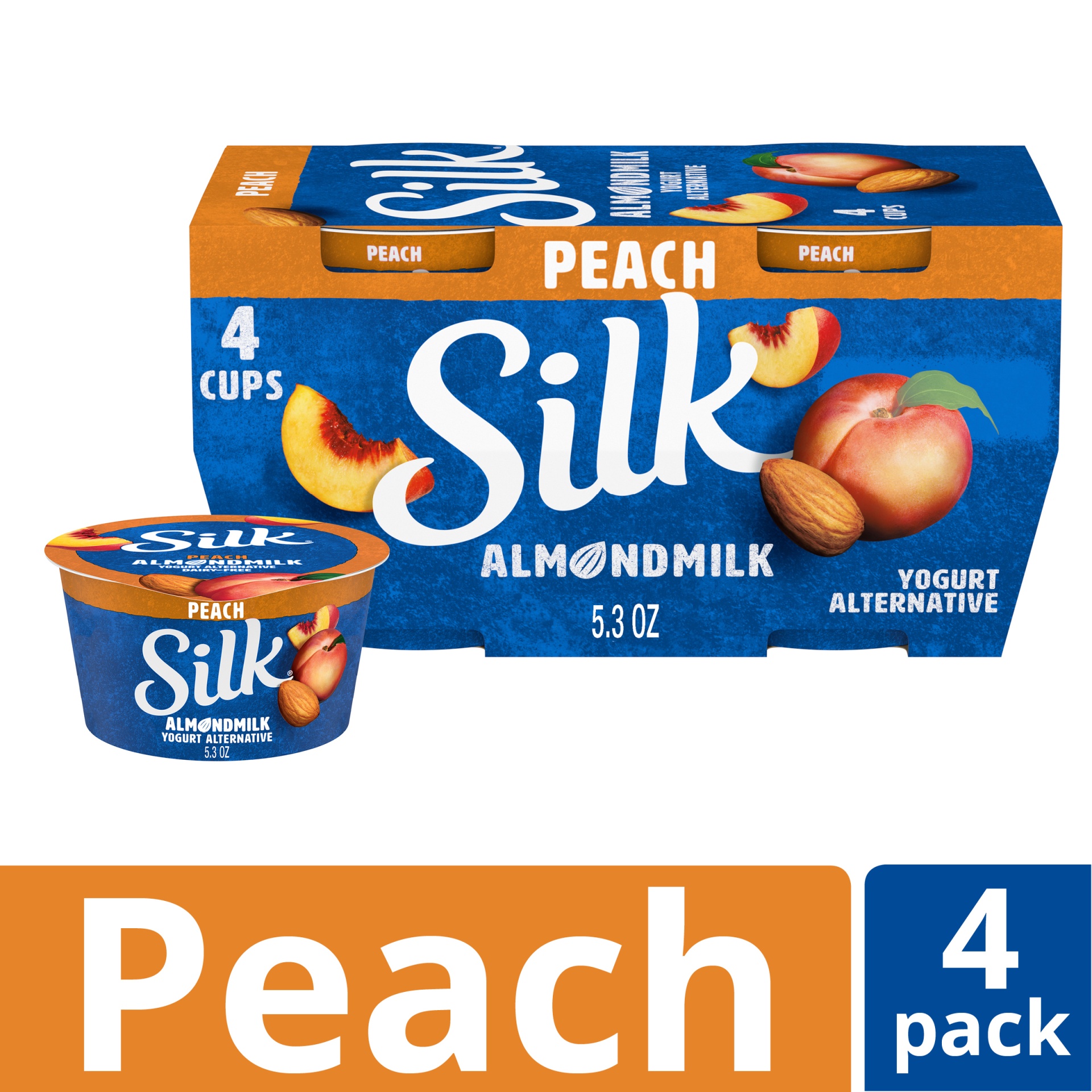 slide 1 of 9, Silk Peach Almond Milk Yogurt Alternative Cups, 5.3 oz