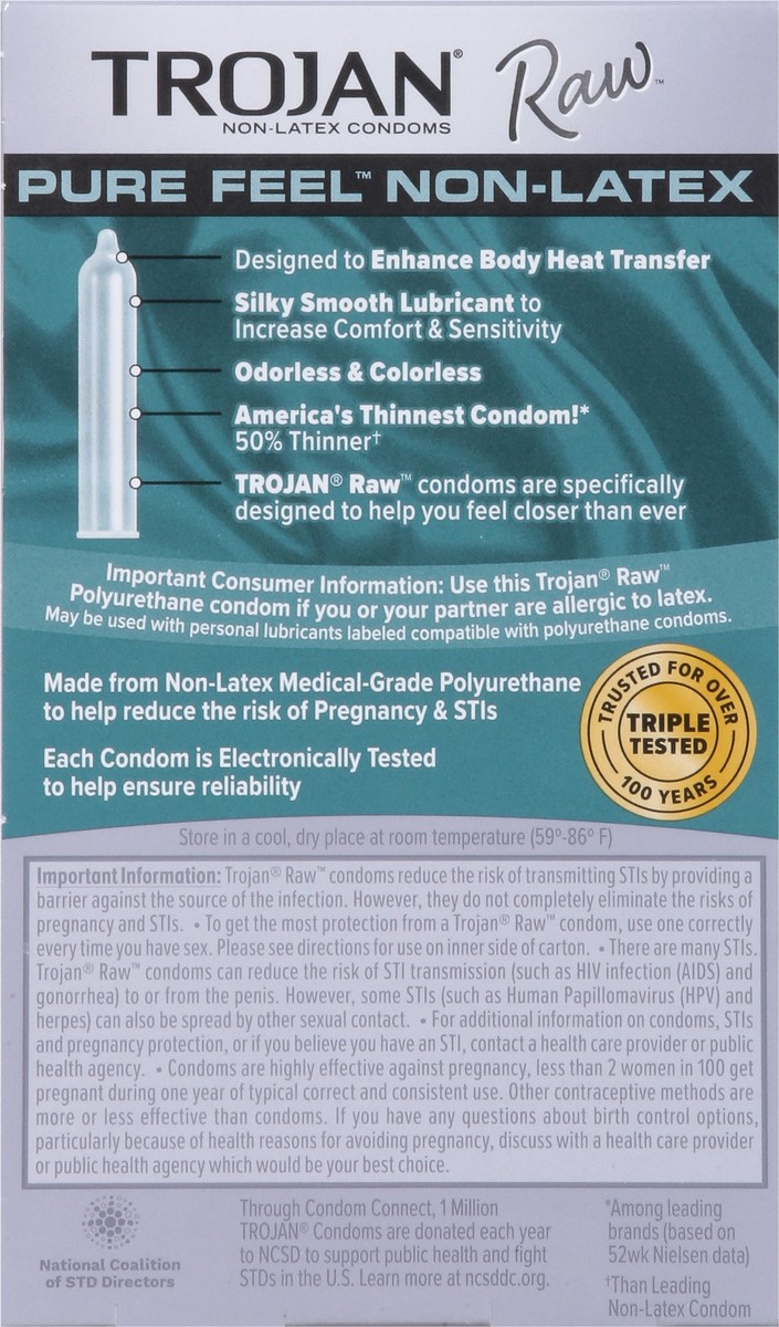 slide 6 of 9, Trojan Raw Non-Latex Lubricated Condoms, 10ct, 10 ct