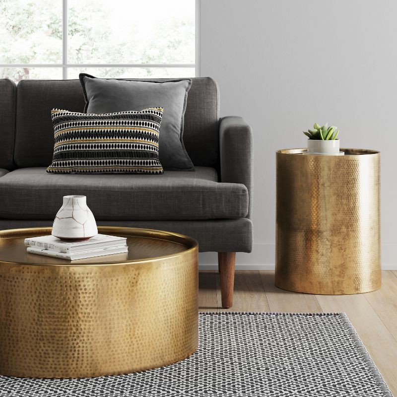 slide 4 of 5, Manila Cylinder Drum Accent Table Gold - Threshold™, 1 ct