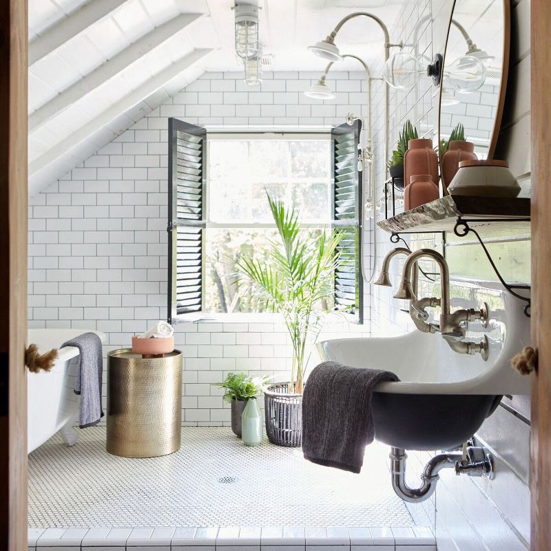 slide 3 of 5, Manila Cylinder Drum Accent Table Gold - Threshold™, 1 ct