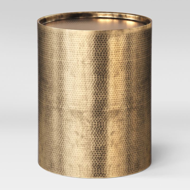 slide 1 of 5, Manila Cylinder Drum Accent Table Gold - Threshold™, 1 ct