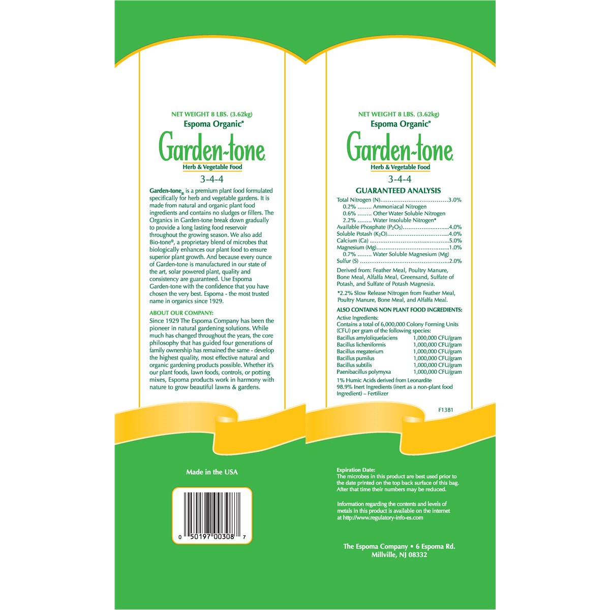 slide 2 of 2, Espoma Garden Tone, 8 lbs, 8 lb