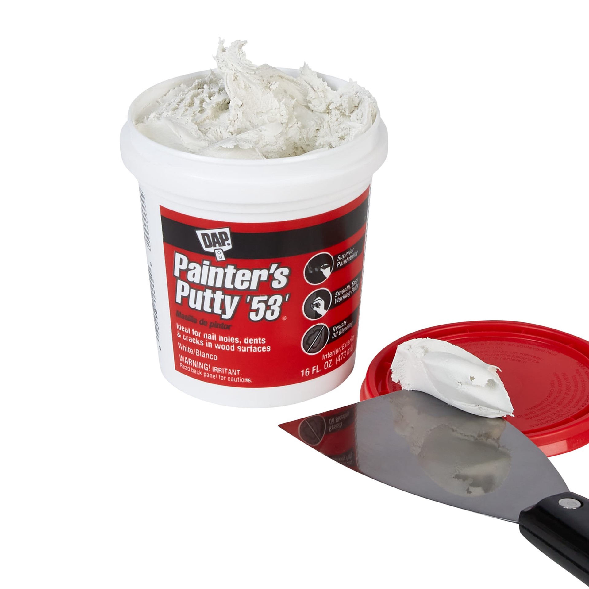 slide 2 of 6, DAP Painters Putty White Interior/Exterior Waterproof , Spackling 1 Pint(s), 1 ct