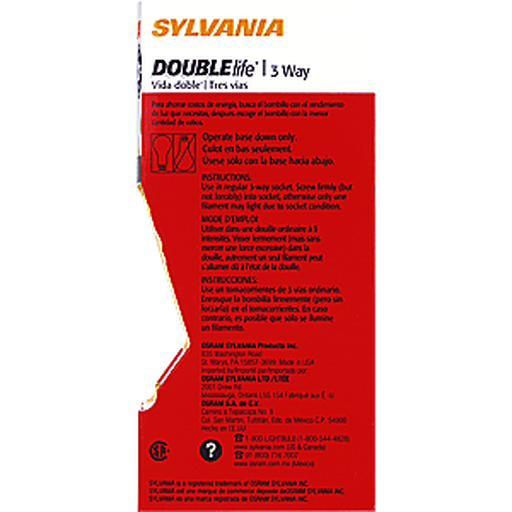 slide 6 of 9, Sylvania Light Bulb Double Life 3 Way, 1 ct