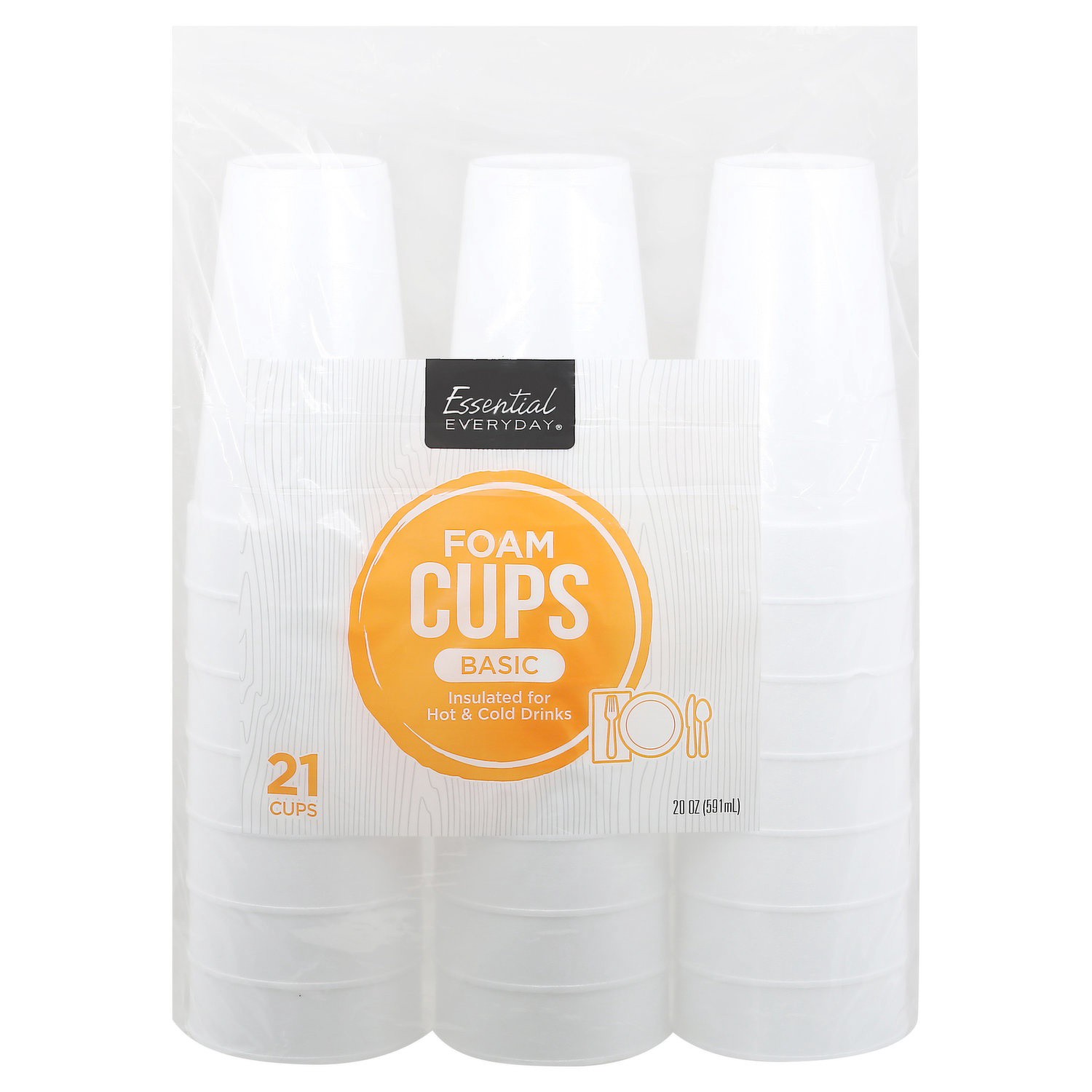 slide 1 of 1, Essential Everyday Casual Foam Cups, 20 ct