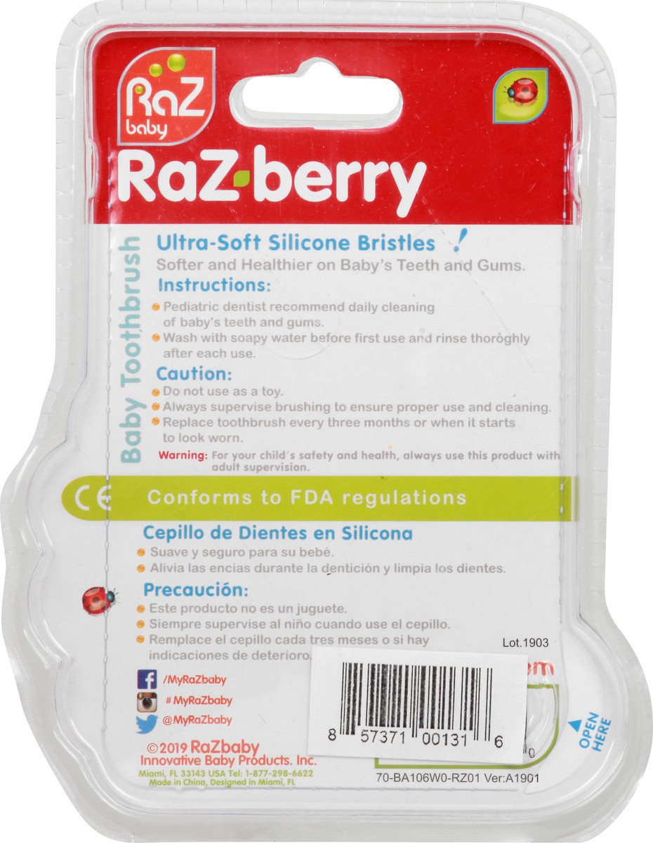 slide 9 of 11, RaZbaby RaZ-berry 3+ Months Toothbrush 1 ea, 1 ea