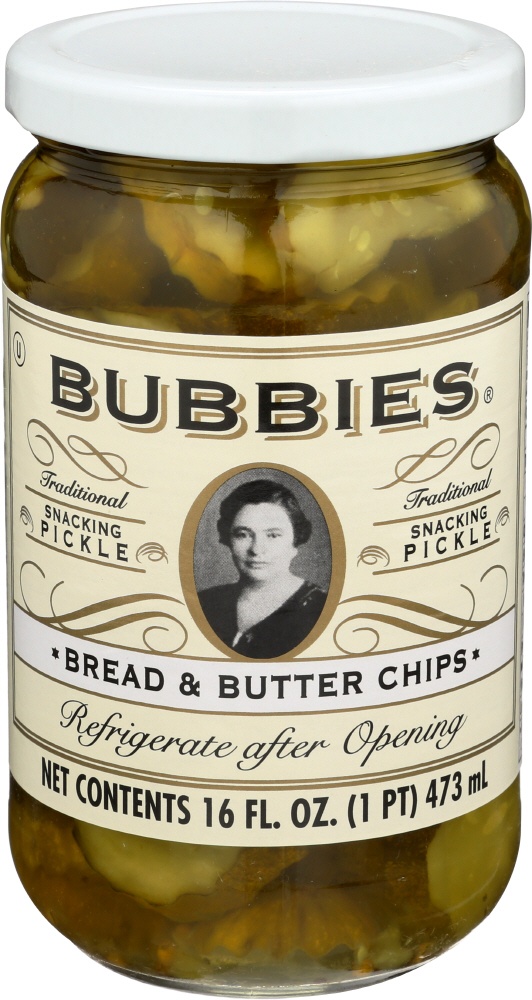slide 1 of 1, Bubbies Bread & Butter Chips (Refridgerated), 16 oz