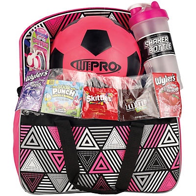 slide 1 of 1, Wonder Treats Pink Soccer Ball Gym Easter Gift Bag, 1 ct