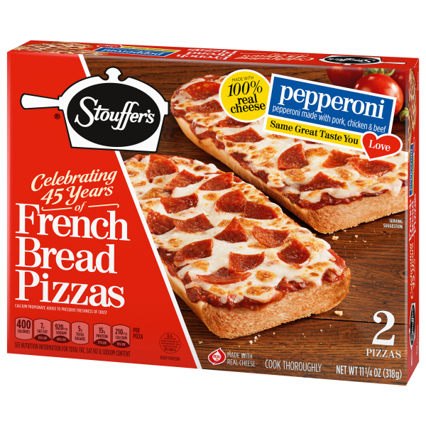 slide 9 of 22, Stouffer's Frozen Pizza - Pepperoni French Bread Pizza, 11.25 oz