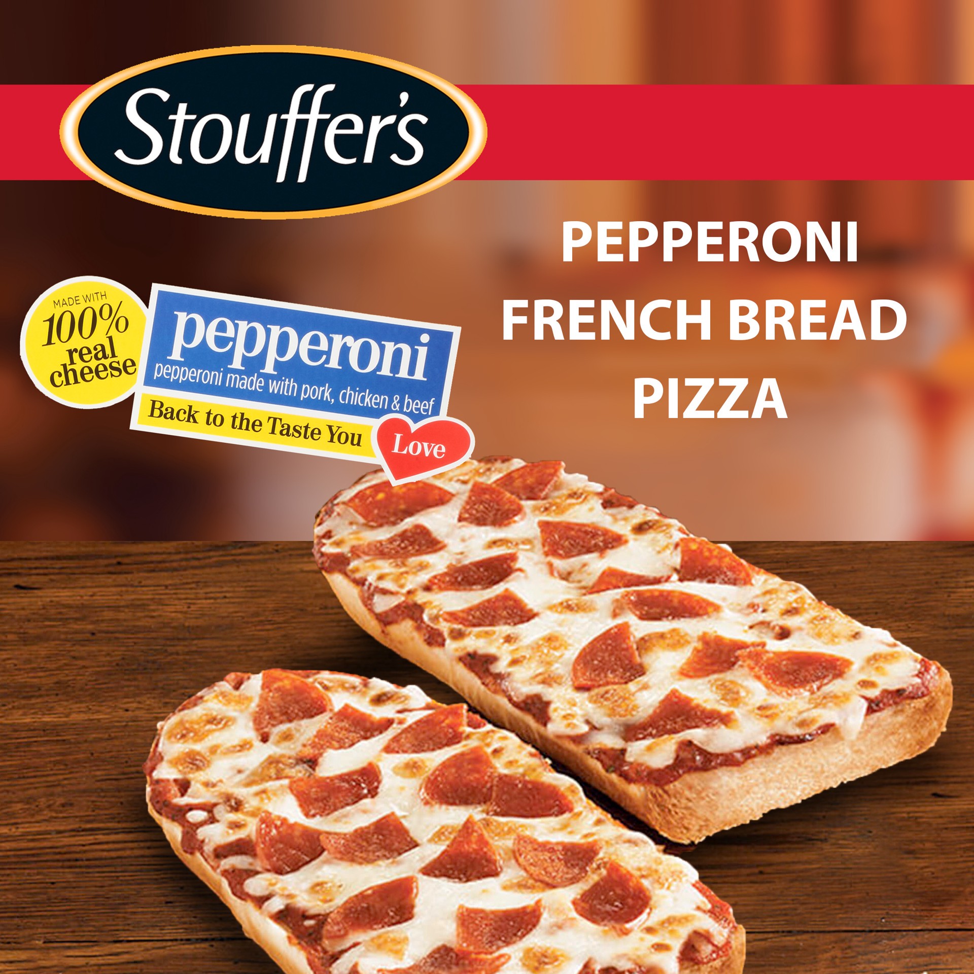 slide 1 of 22, Stouffer's Frozen Pizza - Pepperoni French Bread Pizza, 11.25 oz