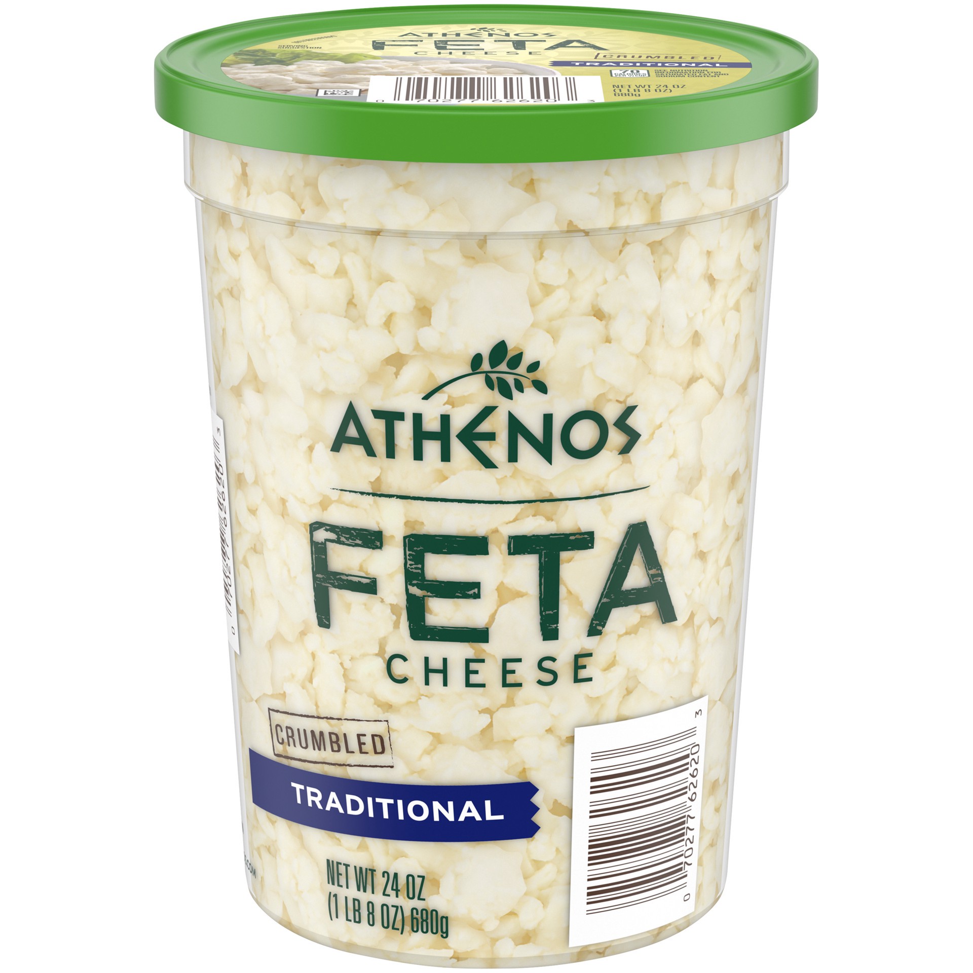 slide 1 of 14, Athenos Traditional Crumbled Feta Cheese, 24 oz Tub, 1 ct