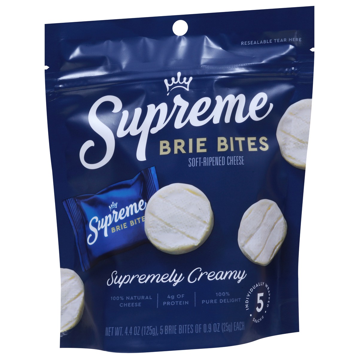 slide 9 of 13, Supreme Supremely Creamy Soft-Ripened Cheese Brie Bites 5 ea, 5 ct