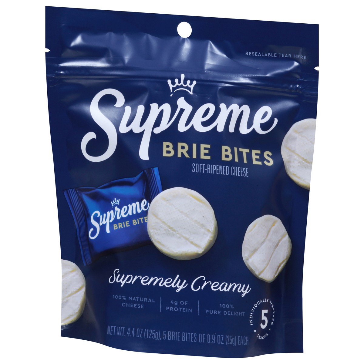 slide 10 of 13, Supreme Supremely Creamy Soft-Ripened Cheese Brie Bites 5 ea, 5 ct