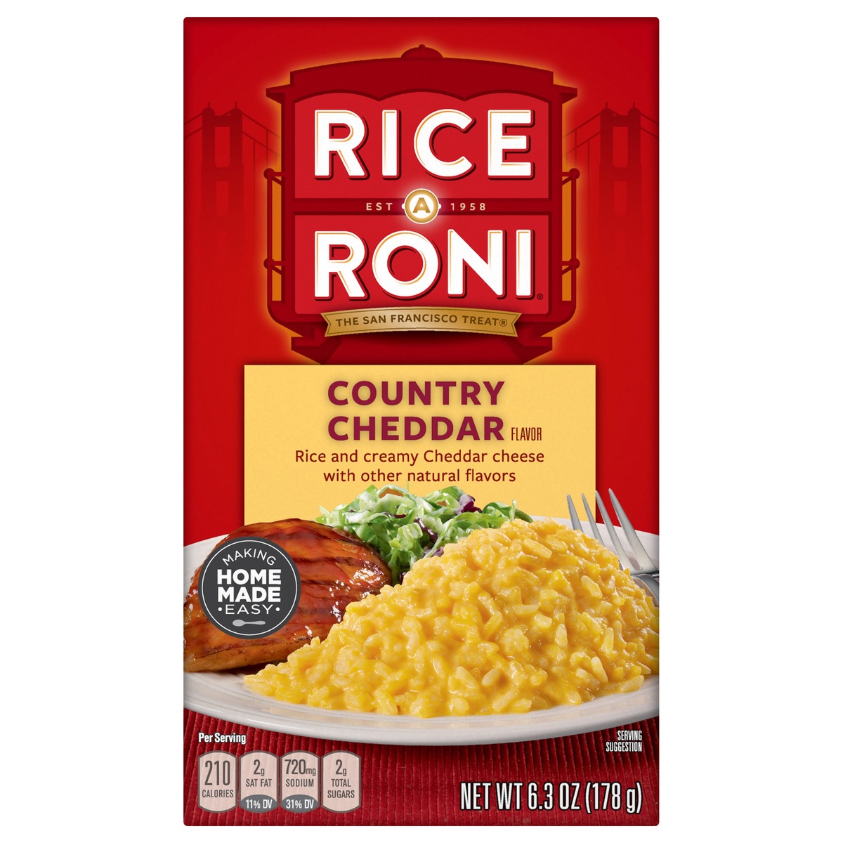 slide 1 of 6, Rice-A-Roni Country Cheddar Rice Mix, 6.3 oz