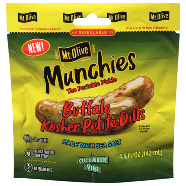 slide 1 of 1, Mt Olive Munchies Buffalo Kosher Dill - 4.8 fl oz, 4.8 fl oz