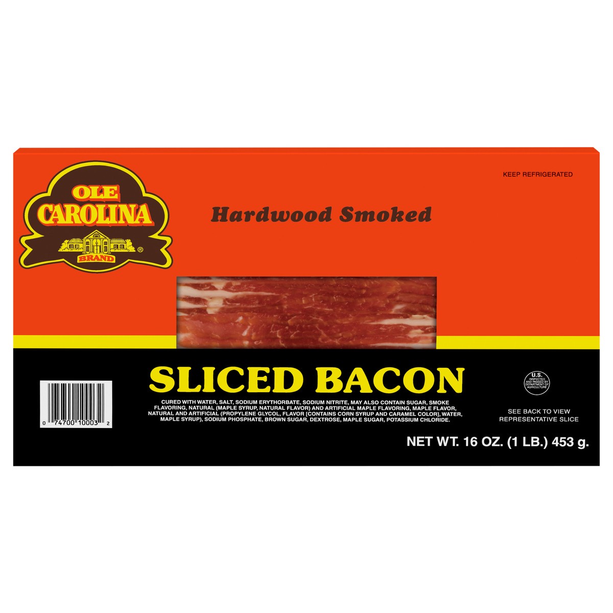 slide 11 of 13, OLD CAROLINA Hardwood Smoked Sliced Bacon, 453.59 g