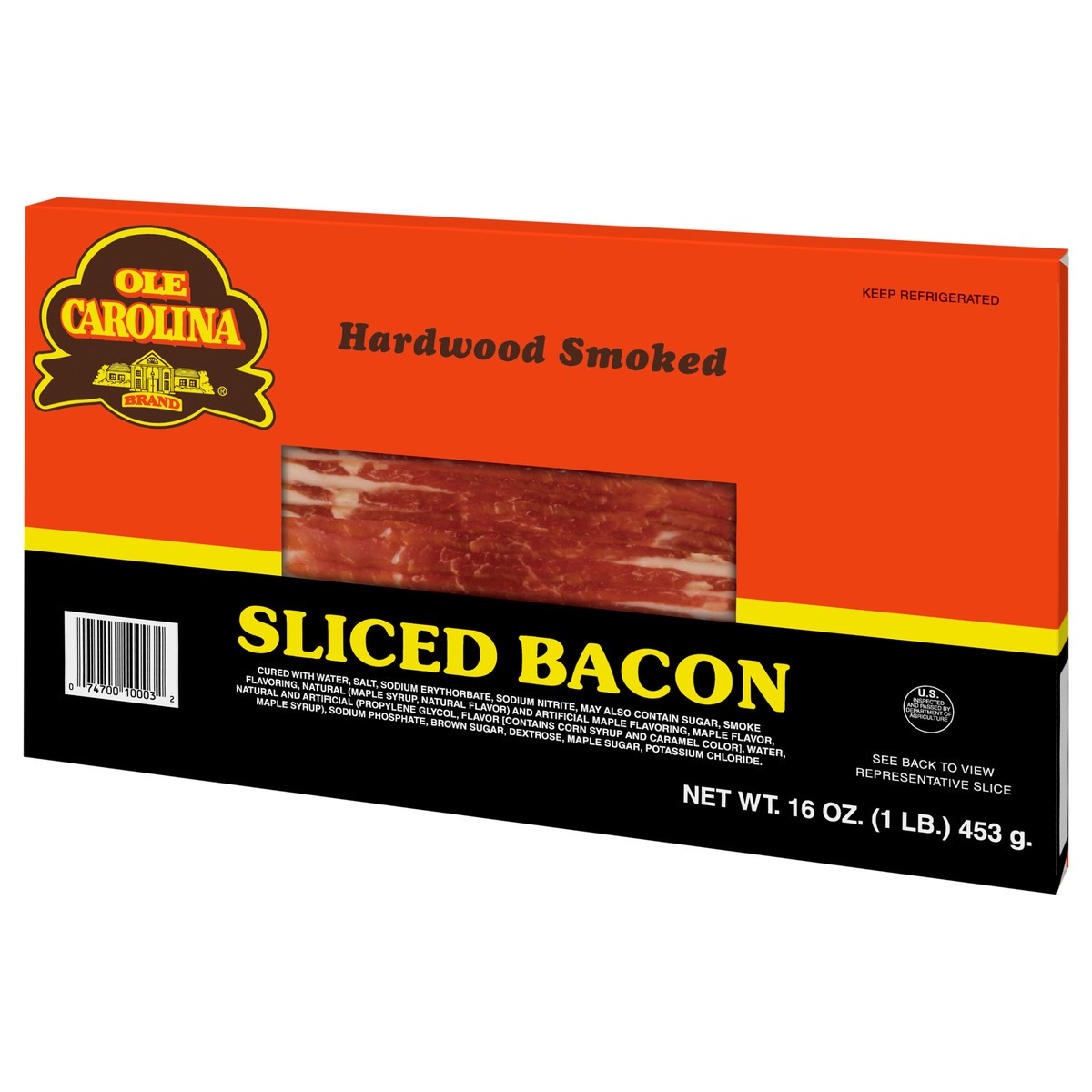 slide 2 of 13, OLD CAROLINA Hardwood Smoked Sliced Bacon, 453.59 g