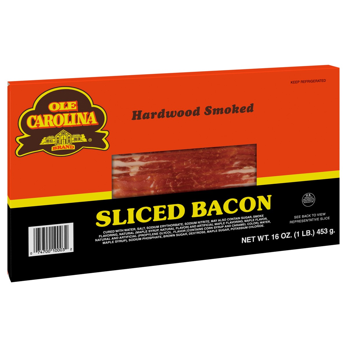 slide 6 of 13, OLD CAROLINA Hardwood Smoked Sliced Bacon, 453.59 g