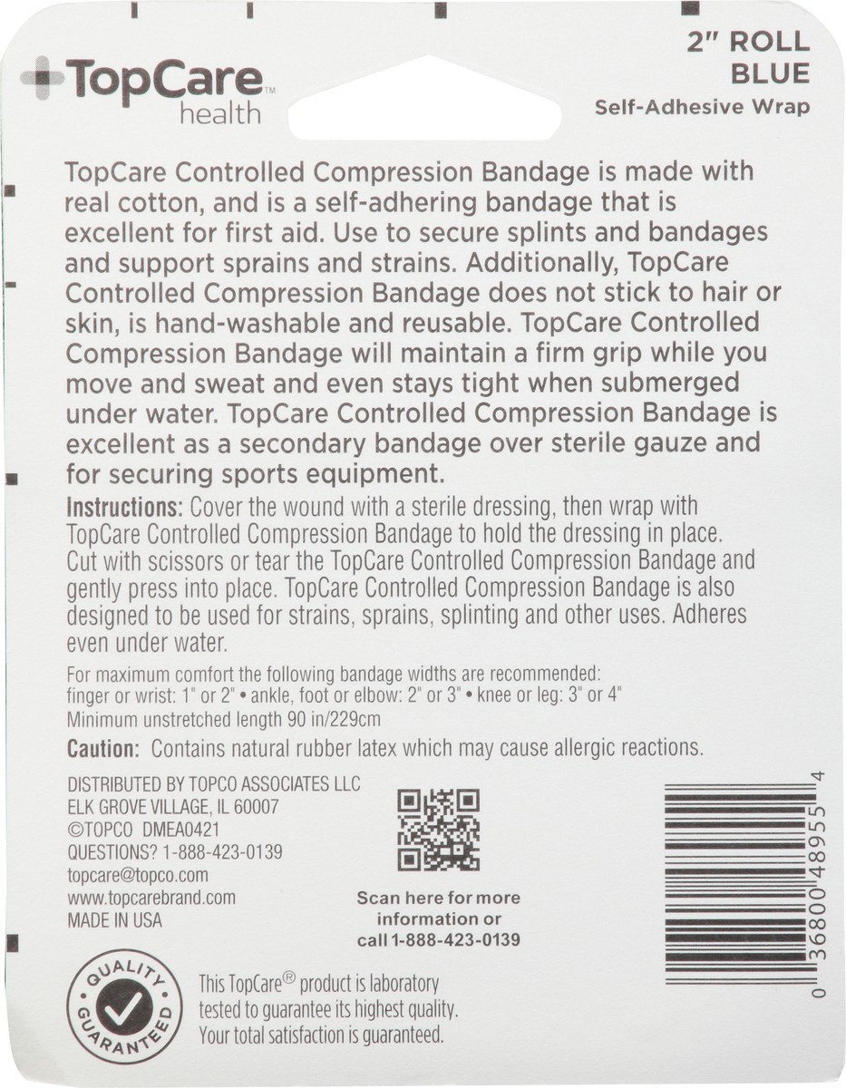 slide 4 of 9, TopCare Health 2 Inch Roll Blue Unstretched Controlled Compression Bandage 1 ea, 1 ct