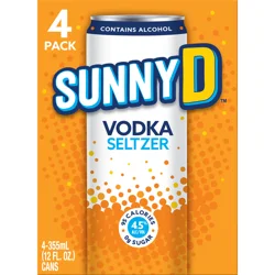 Sunny D Sunnyd Vodka Seltzer, 4 Pack Of 12Oz Slim Cans