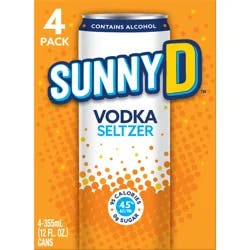 Sunny D Sunnyd Vodka Seltzer, 4 Pack Of 12Oz Slim Cans