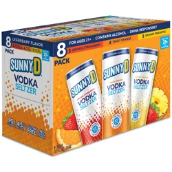 Sunny D Sunnyd Vodka Seltzer Core Flavor Variety Pack, 8 Pack Of 12Oz Slim Cans