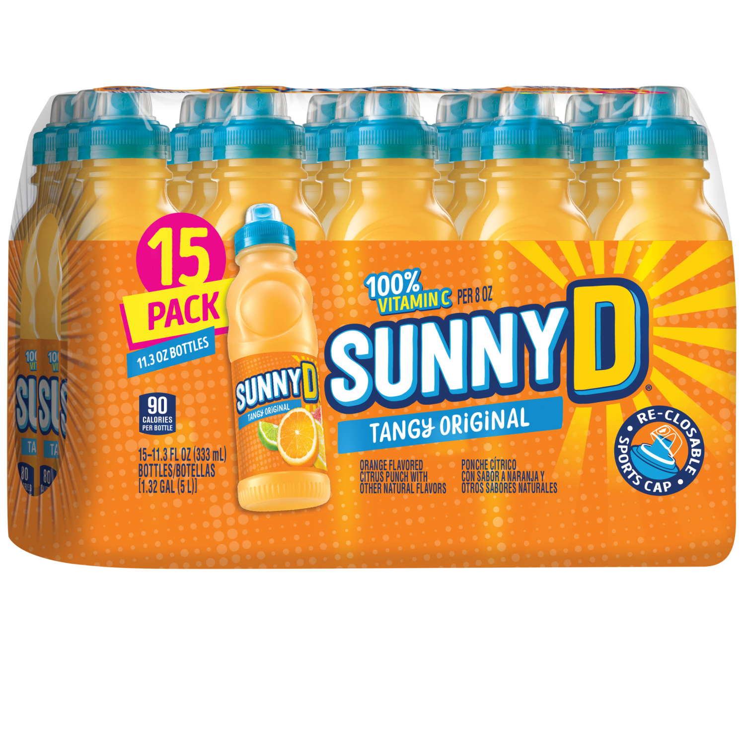 slide 3 of 4, Sunny D Sunnyd Tangy Original Orange Juice Drink, 15 Count, 11.3 Fl Oz Bottles, 15 ct