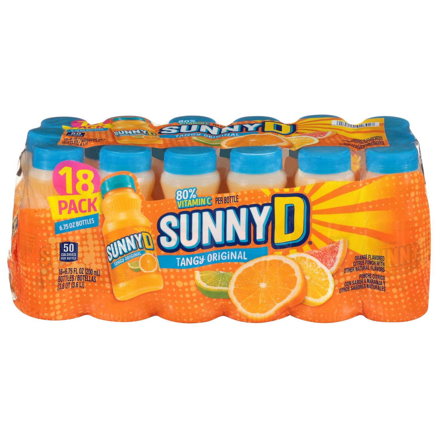 slide 3 of 4, Sunny D Sunnyd Tangy Original Orange Juice Drink, 18 Count, 6.75 Fl Oz Bottles, 18 ct