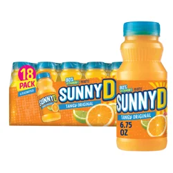 Sunny D Sunnyd Tangy Original Orange Juice Drink, 18 Count, 6.75 Fl Oz Bottles