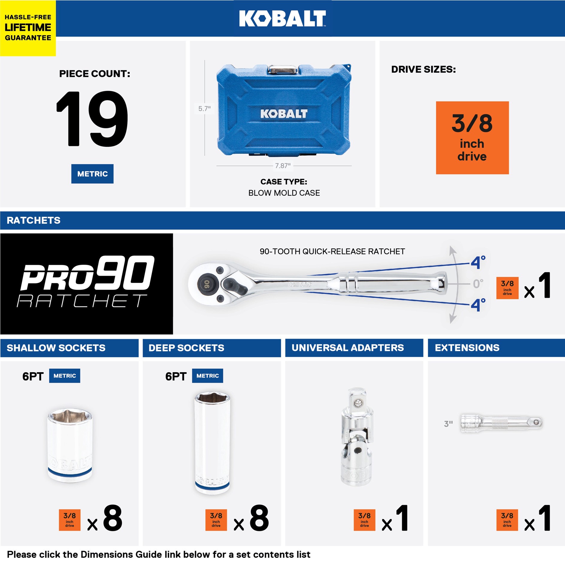 slide 2 of 6, Kobalt 19 -Piece Metric Mechanics Tool Set with Hard Case, 1 ct
